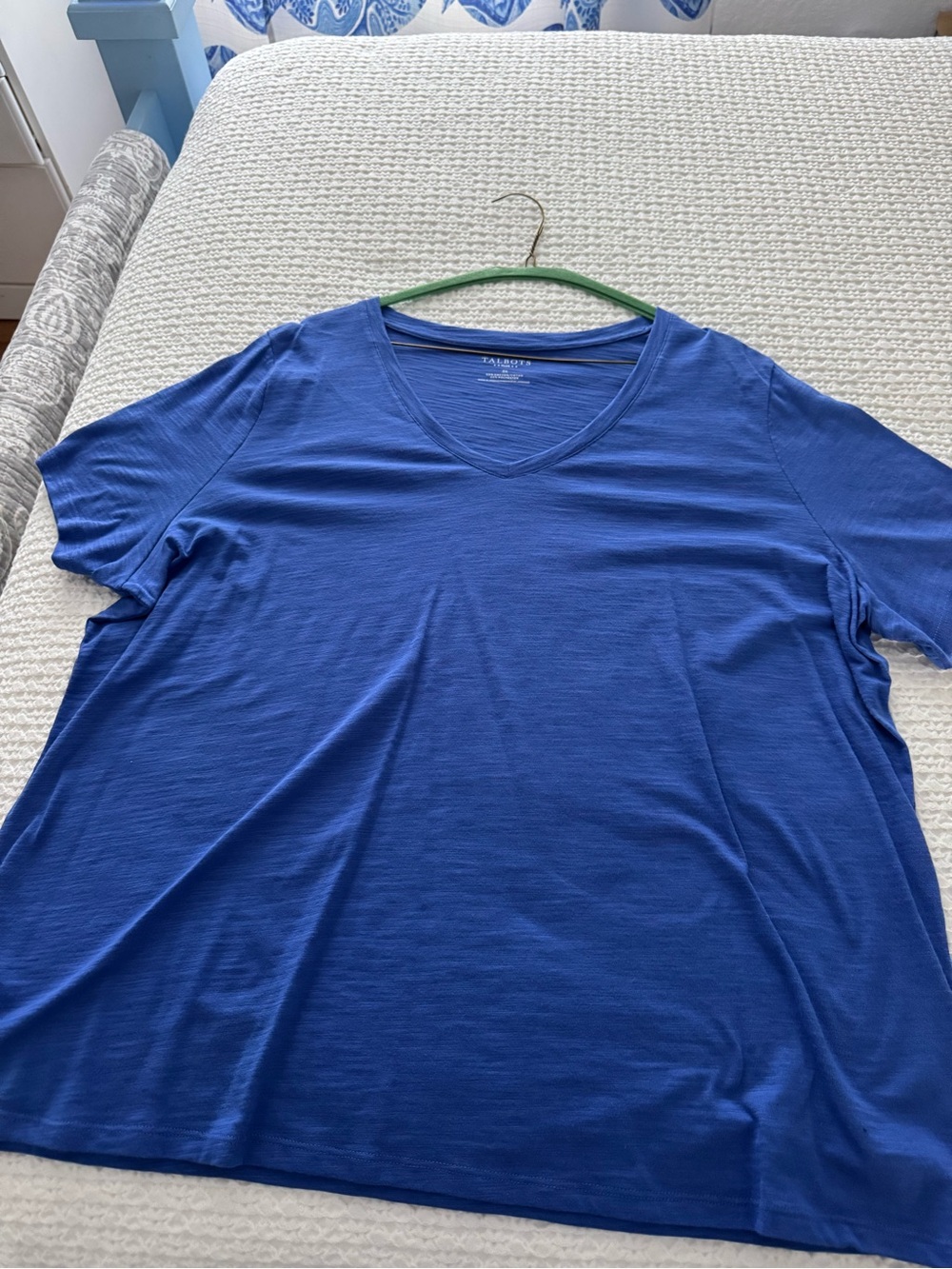 Talbots Women’s V-Neck Short Sleeve Tee - Royal Blue